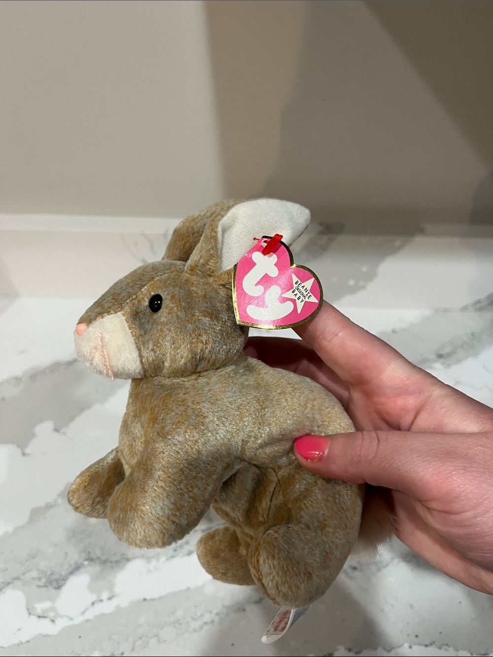 Ty Plush Bunny in Brown with Cream Accents (Nibbly 1998)